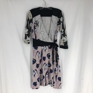 BCBG Max Azria Adele Floral Print Wrap Dress Purple Small